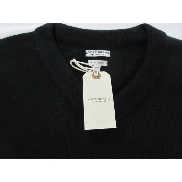 OOBE Brand Men's Heron V Neck Virgin Wool Sweater Classic Black Cozy NWT - Picture 7 of 7